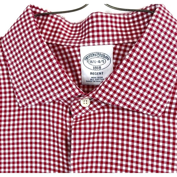 Vtg Brooks Brothers Chevron Check Dress Shirt Mens Large Red/White Long Sleeve - Picture 3 of 10